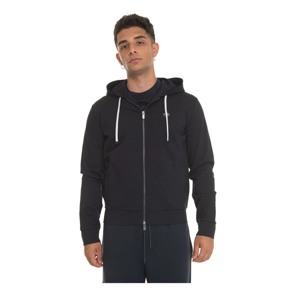 Emporio Armani Lichte rits hoodie met zakken Blue Heren