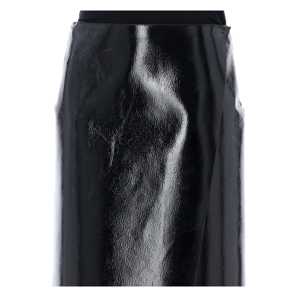 Philosophy di Lorenzo Serafini Hoge taille lakleren midi-rok Black Dames
