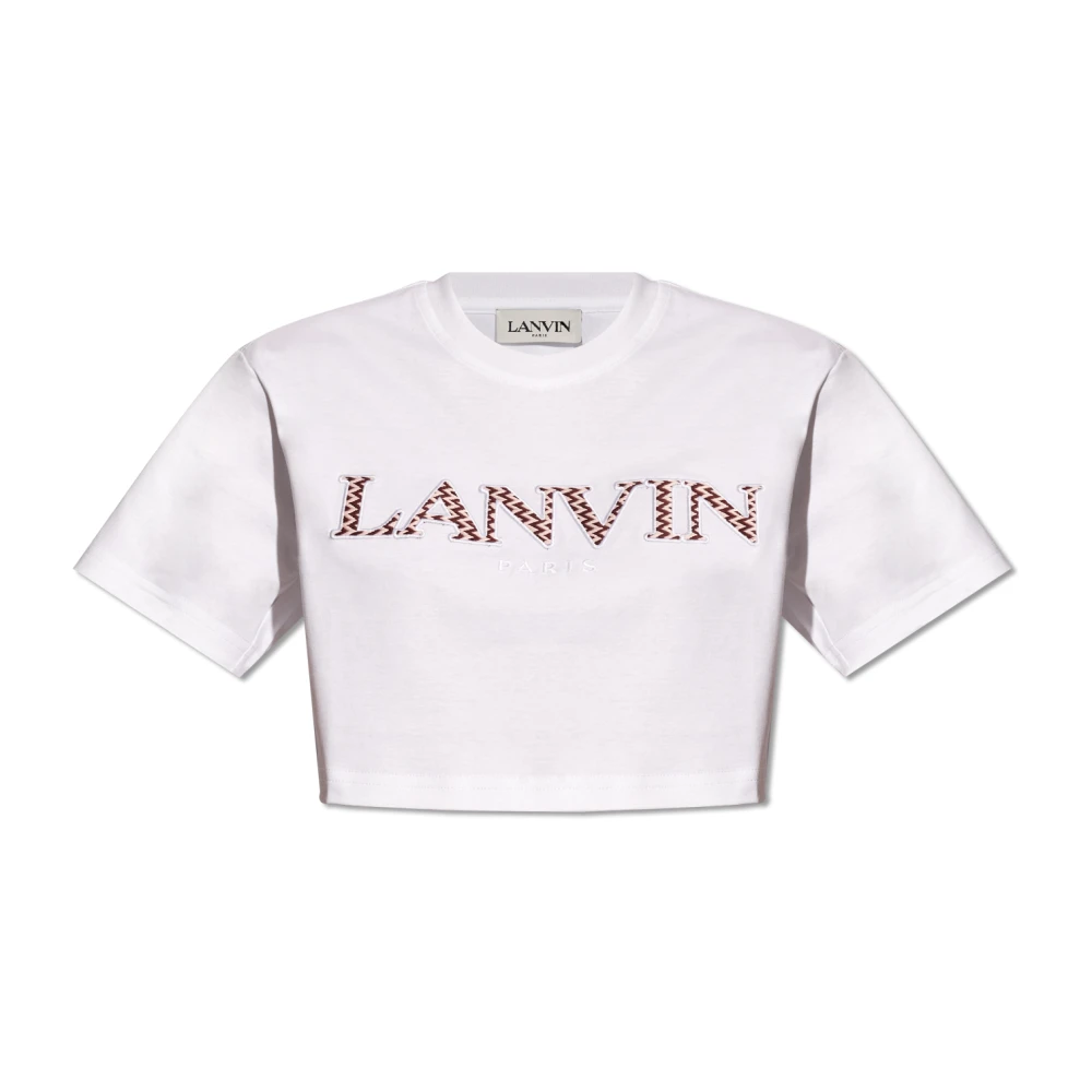 Lanvin Geknipt T-shirt met logo White Dames