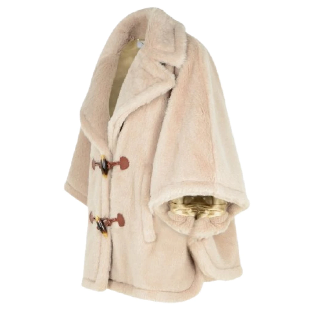 Max Mara Beige Teddy Fabric Cape Jacket Beige Dames