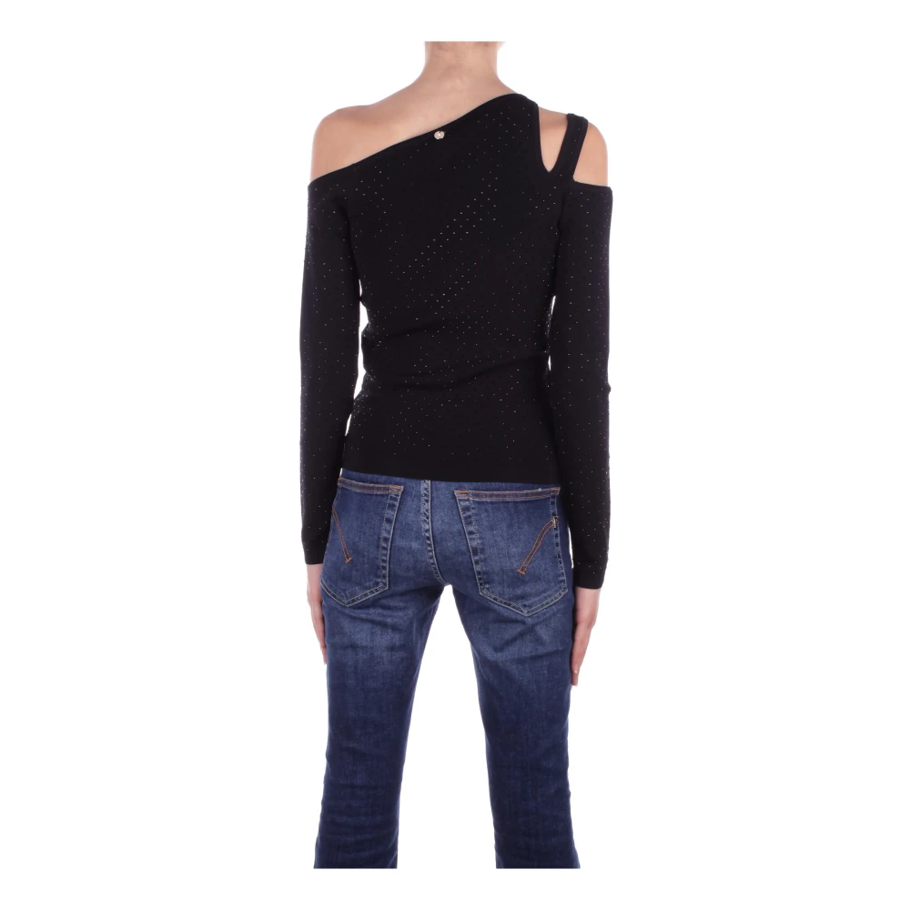 Liu Jo Zwarte Cut-Out Sweater Collectie 1 Black Dames