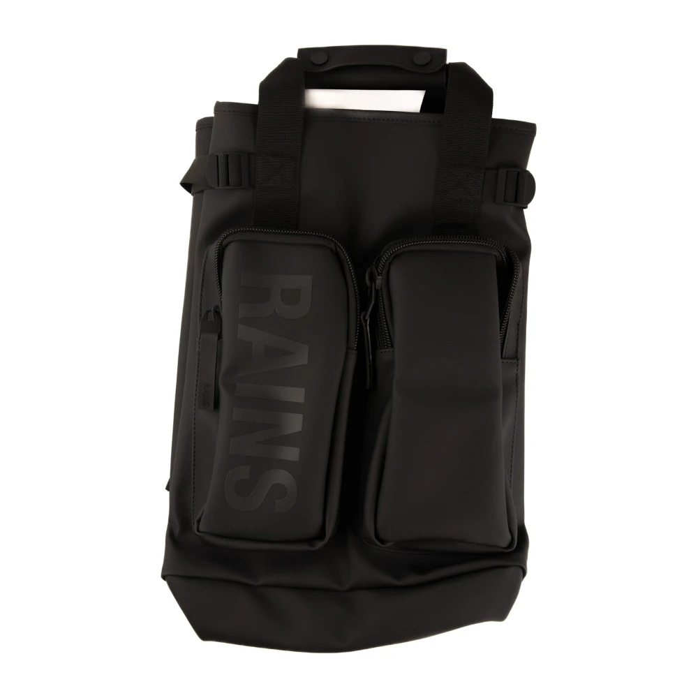 Rains Zwarte Technische Stof Unisex Rugzak Black Heren