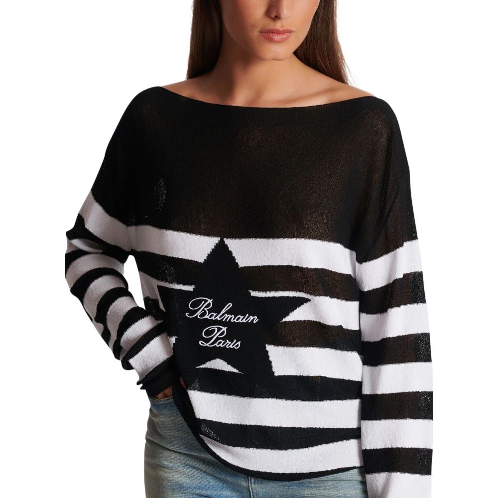 Balmain Bootnektrui met sterrenpatroon Black Dames