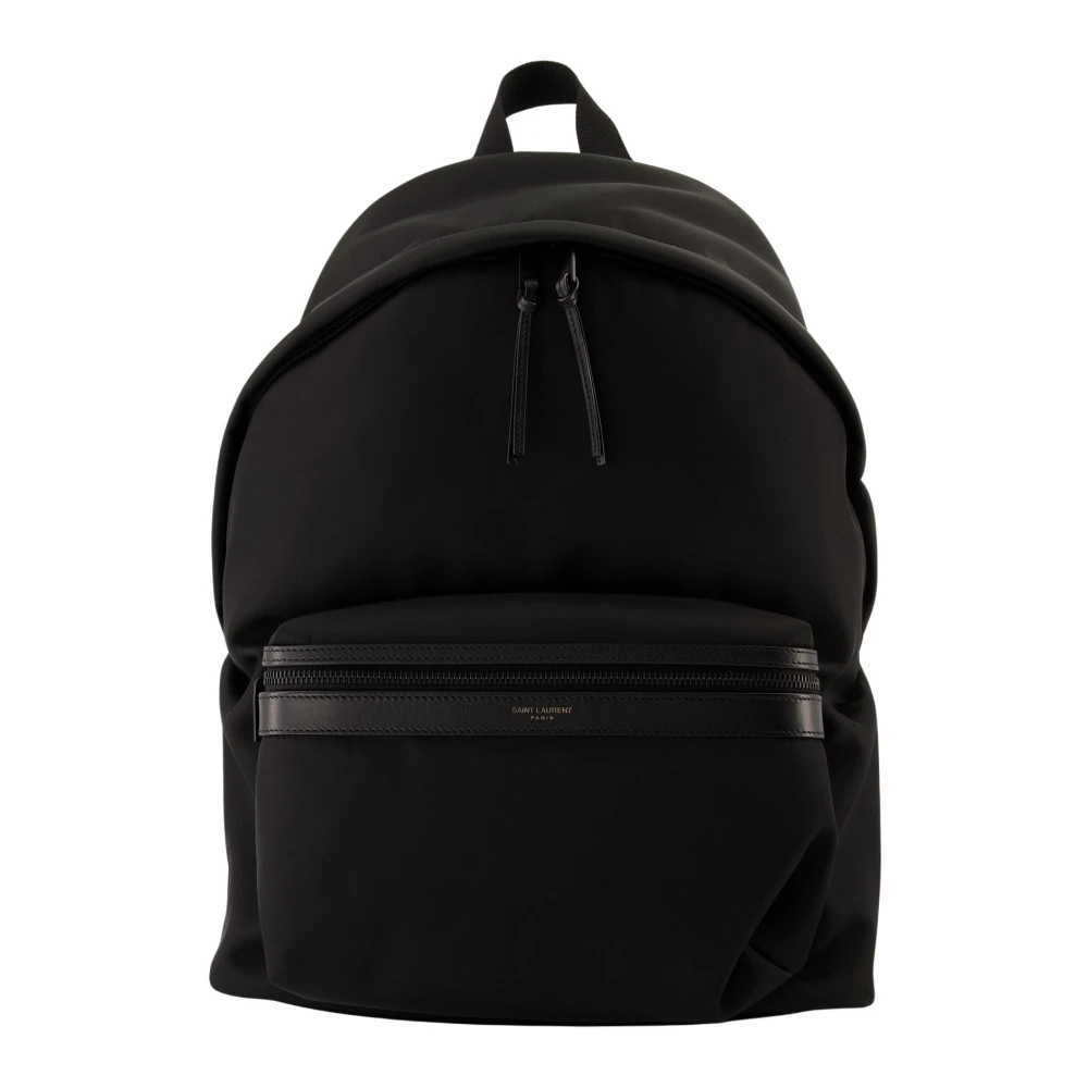 Saint Laurent Black Backpacks, Male, One Size, City Backpack In Leather And Nylon