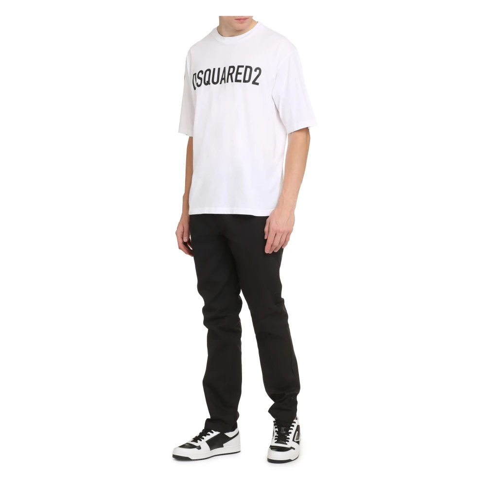 Dsquared2 Geribbelde ronde hals katoenen T-shirt White Heren