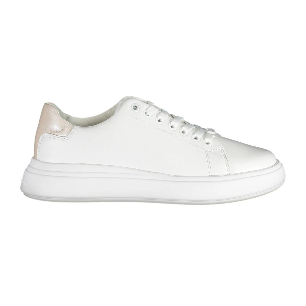 Calvin Klein Women's White Sneakers, 5 Uk, Sporty Trainers With Contrast Details