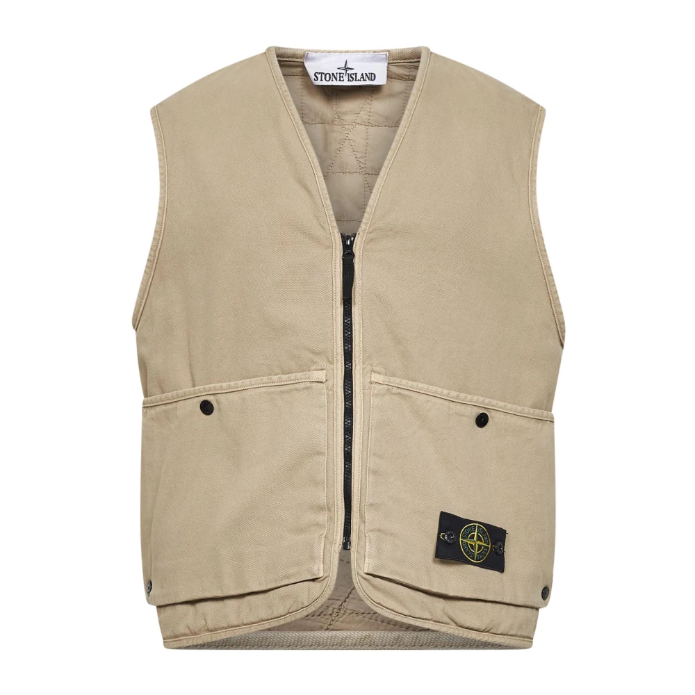 Stone Island Beige Coats - Male - Waistcoats - L - Jackets
