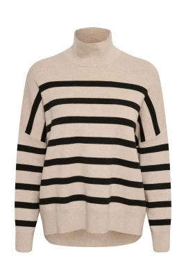 Randig Turtleneck Pullover Sandstone