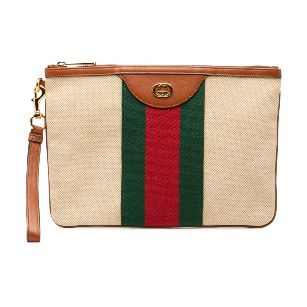 Gucci Vintage Women's Pre-Owned Striped Canvas Pouch