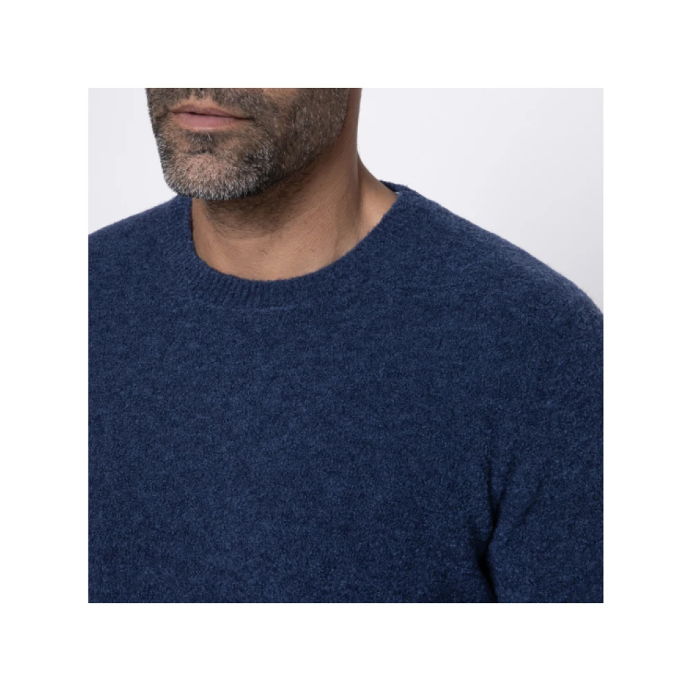 Gran Sasso Blauwe Ronde Hals Bouclé Trui Blue Heren