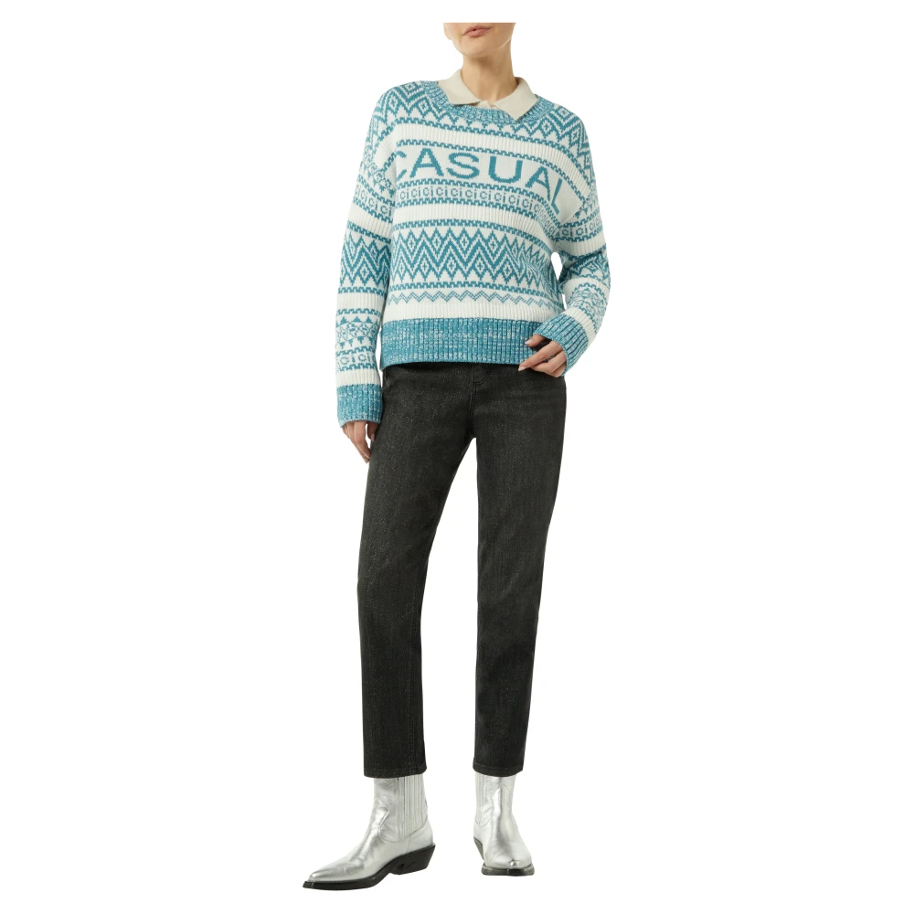 comma Lurex Effect Jeans Broek Gray Dames