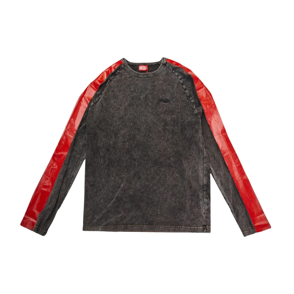 Diesel Lange mouw T-shirt in rood denim Gray Heren