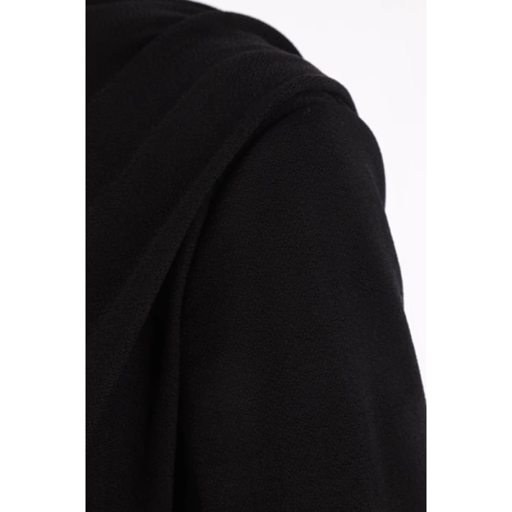 Del Core Zwarte Lange Jersey Sablé Jurk met Boothals en Zijdelingse Split Black Dames