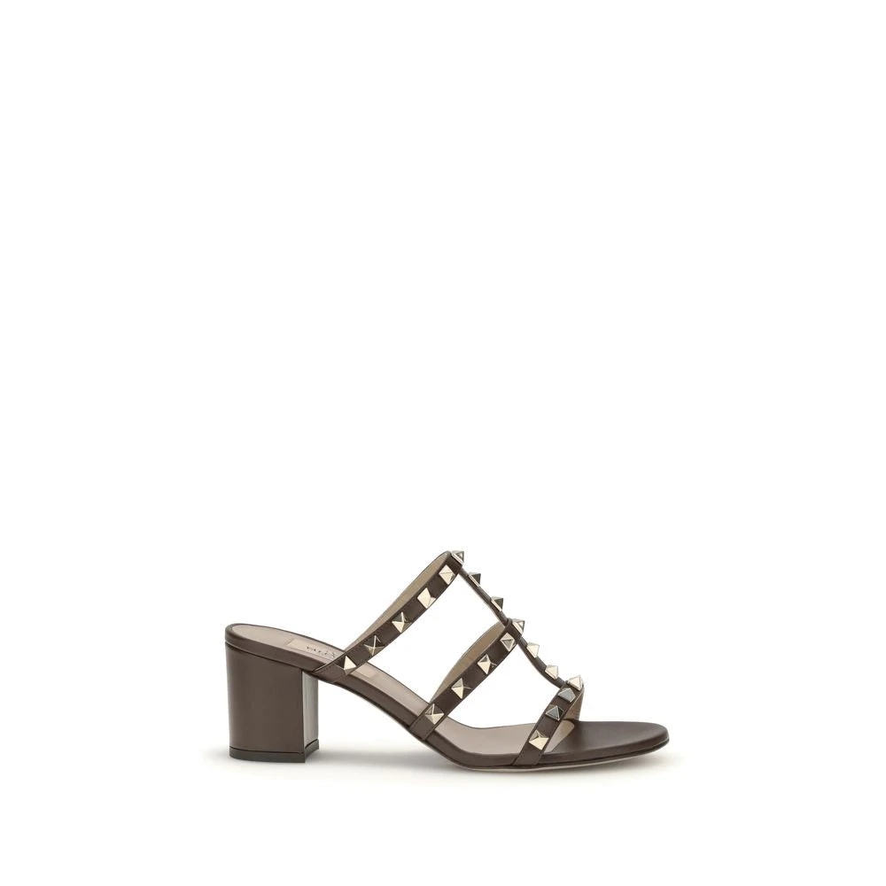 Valentino Garavani Women's Green Heeled Mules,, Rockstud Slider Sandal Size 3 Uk