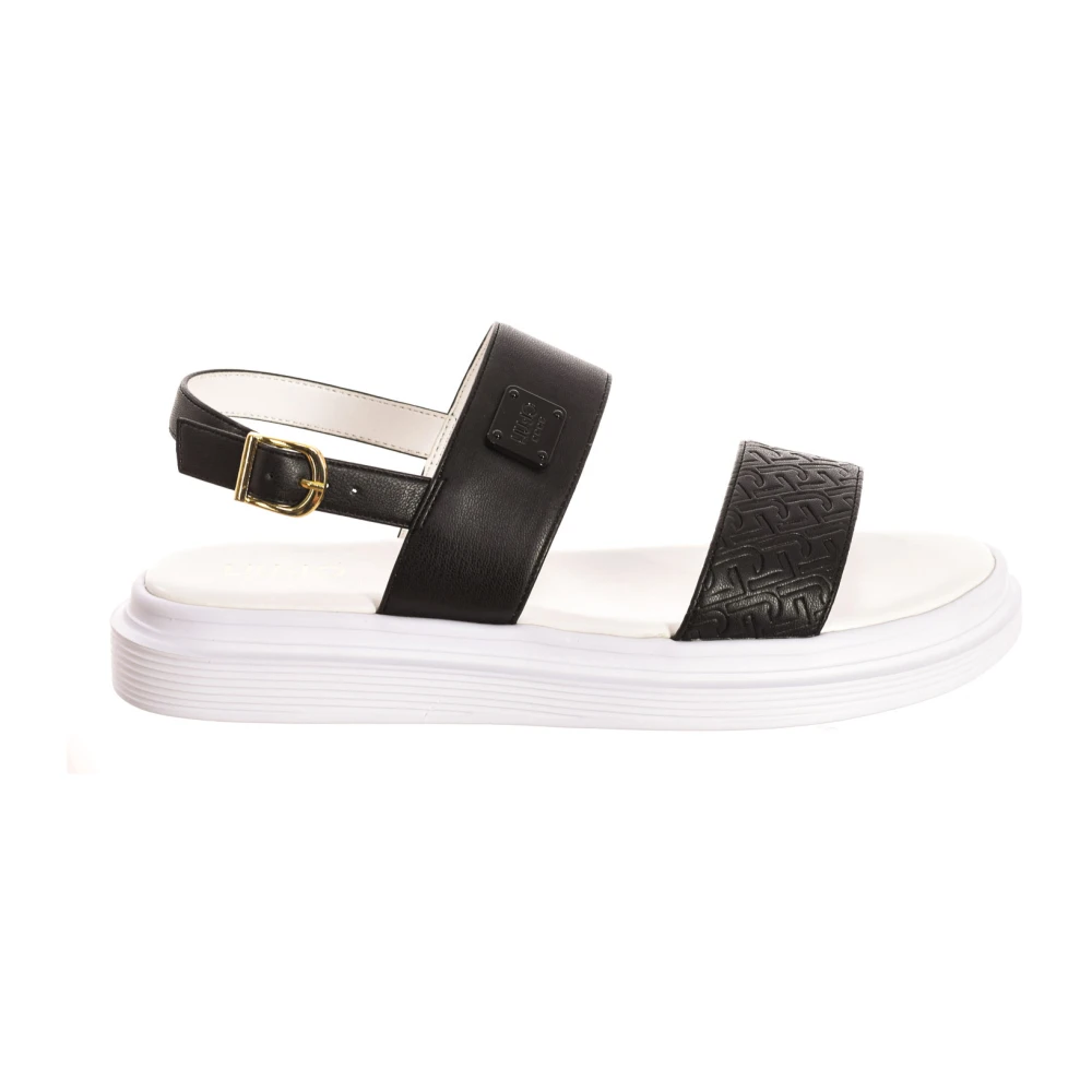 Liu Jo Original Round Toe Sandals - Female - Flat Sandals - Black - 2 Uk - Shoes