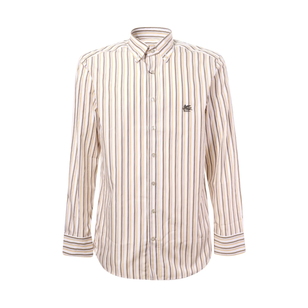 ETRO Beige Gestreept Overhemd met Knoopsluiting Beige Heren