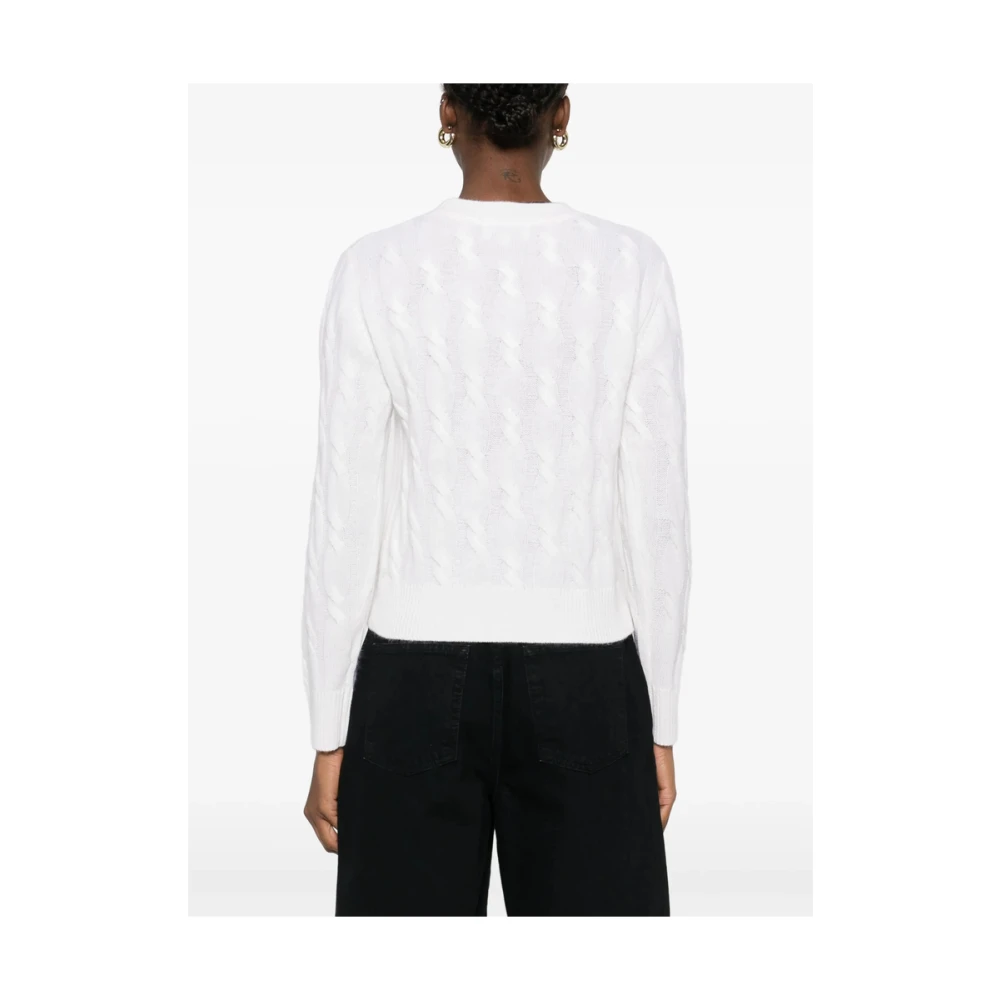 Sporty & Rich Ecru Logo Crew Neck Sweater White Dames