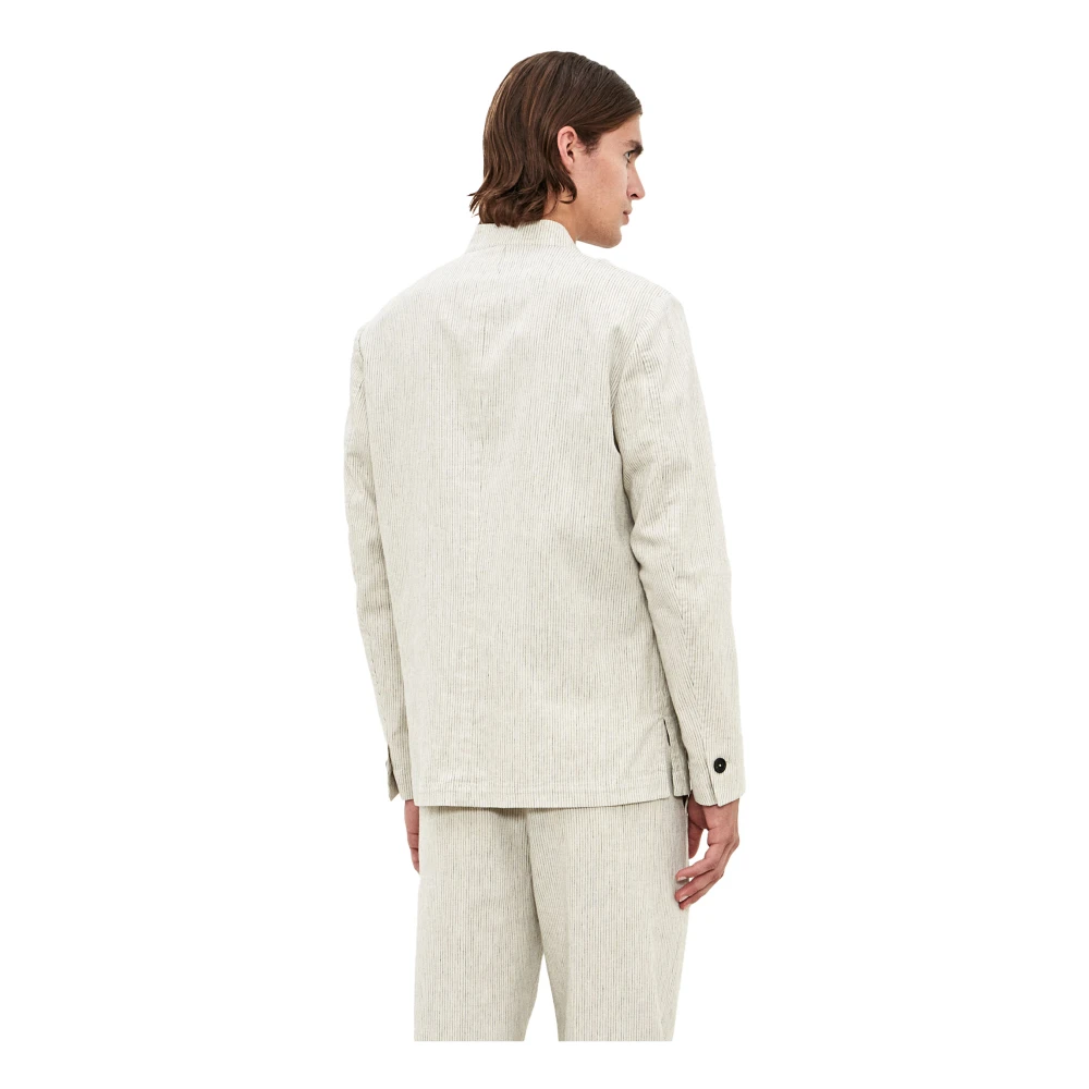 Massimo Alba Beige Linnen Katoenen Jas Guru Kraag Beige Heren