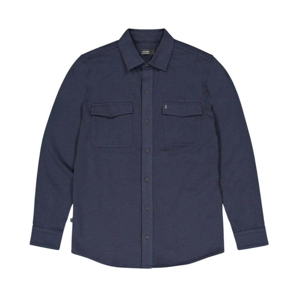 Butcher of Blue Blauwe Overshirt met Finn Pocket Blue Heren