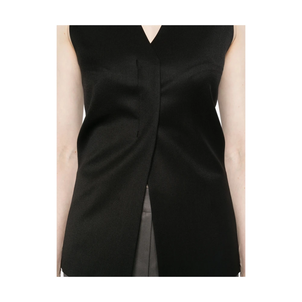 LOW Classic Zwarte Mouwloze Vest met V-hals Black Dames