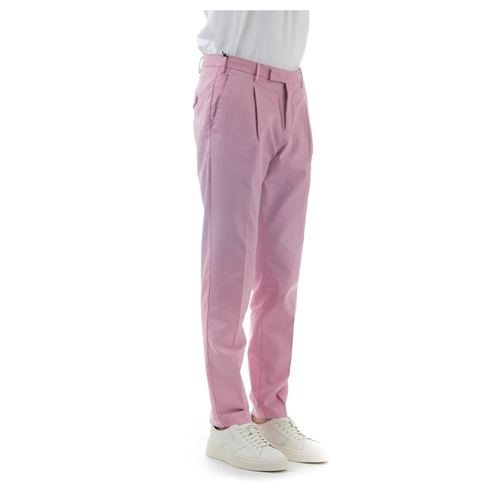 PT Torino Roze Gestructureerde Katoenen Stretchbroek Pink Heren