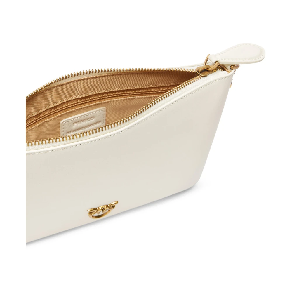pinko Klassieke leren schoudertas in wit White Dames
