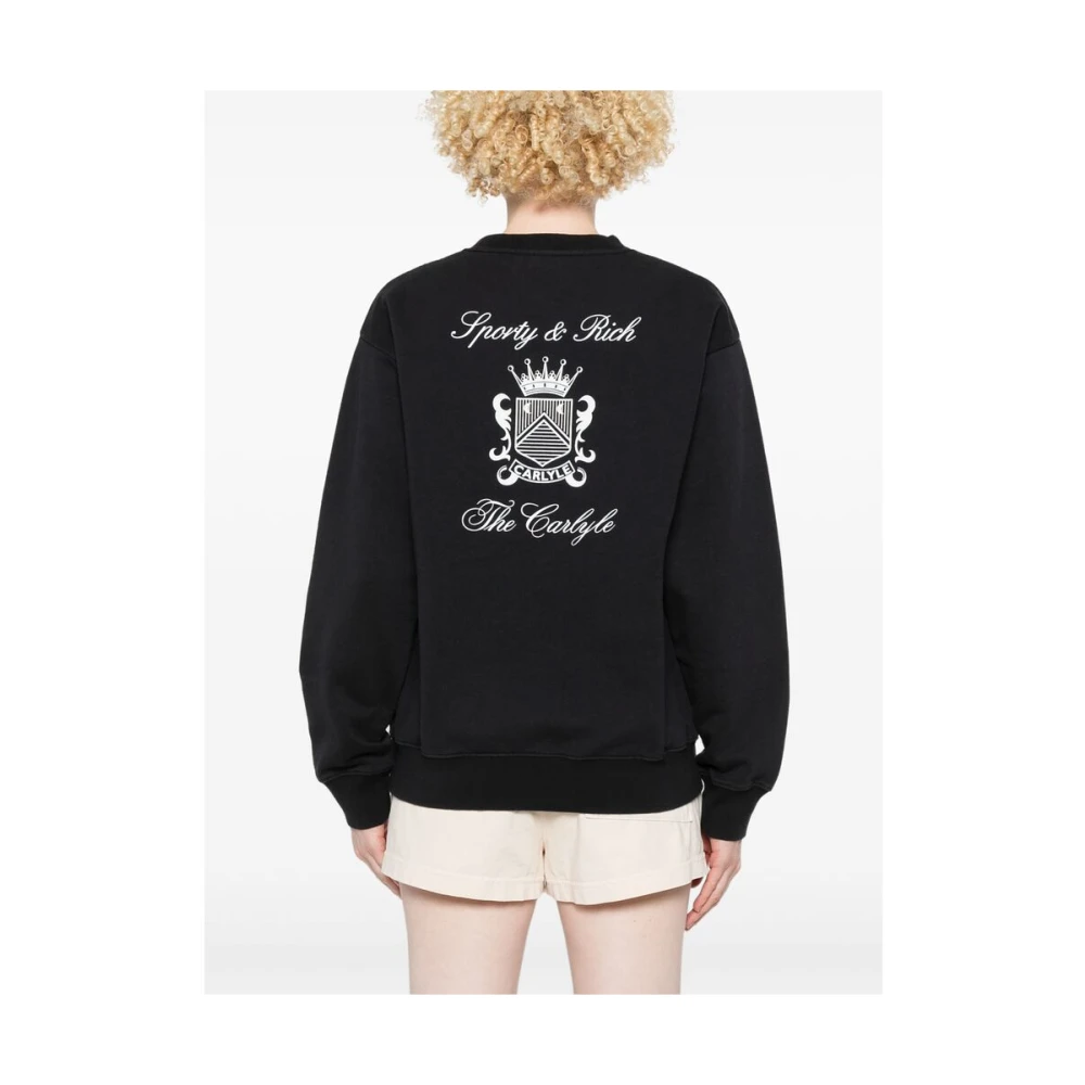 Sporty & Rich Zwarte Sweater met Logo Print Black Dames