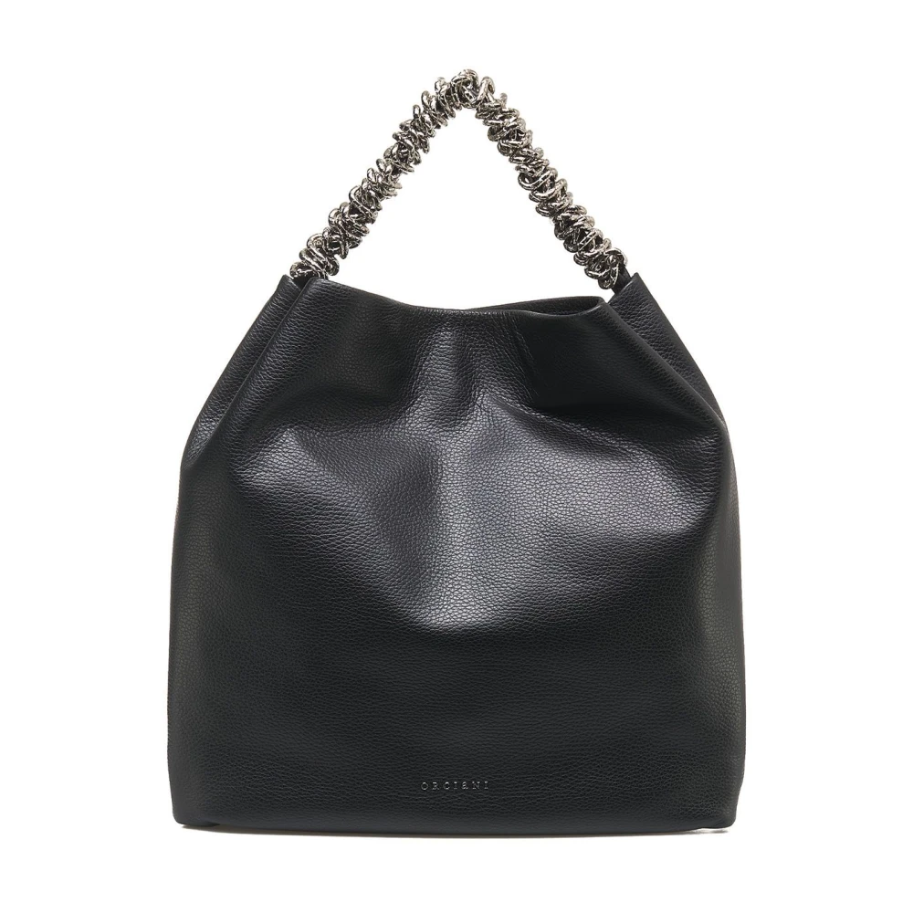 Orciani Zwarte Leren Shopper Tas Black Dames