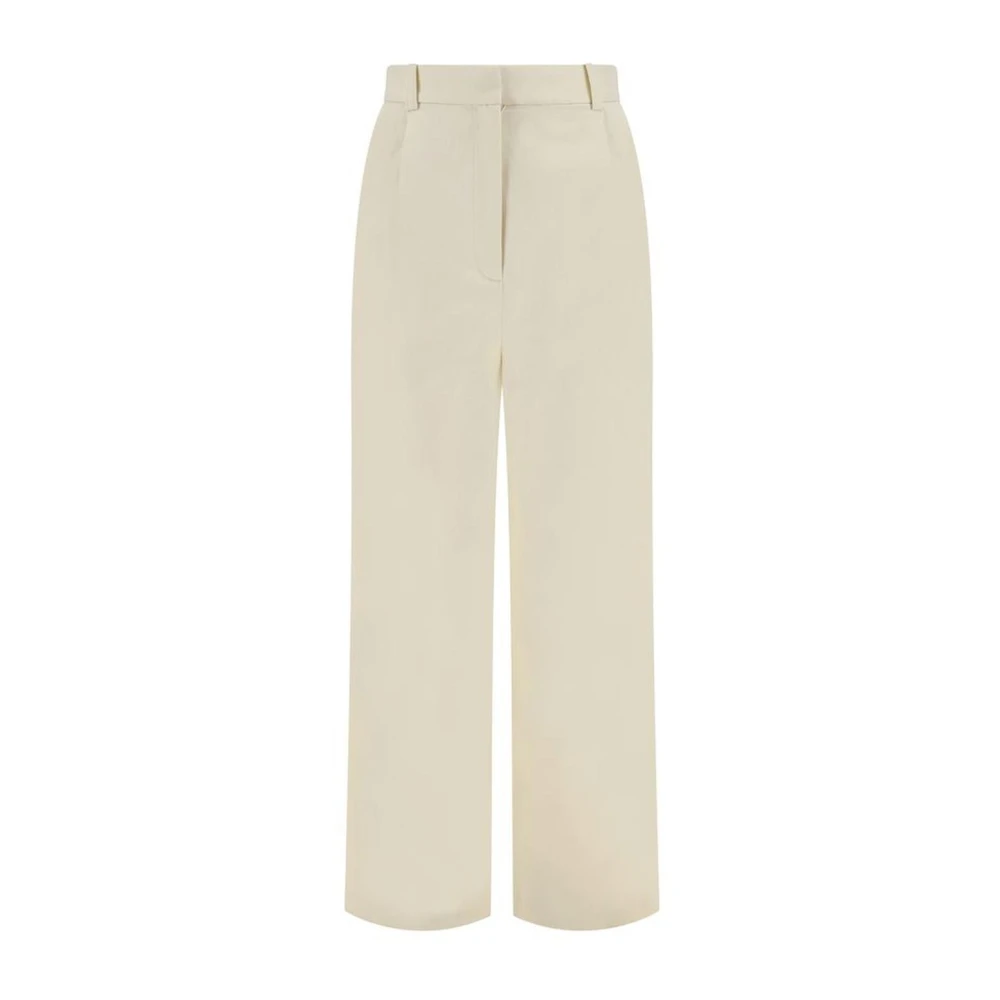 Loulou Studio Katoenen broek met verborgen sluiting zakken White Dames
