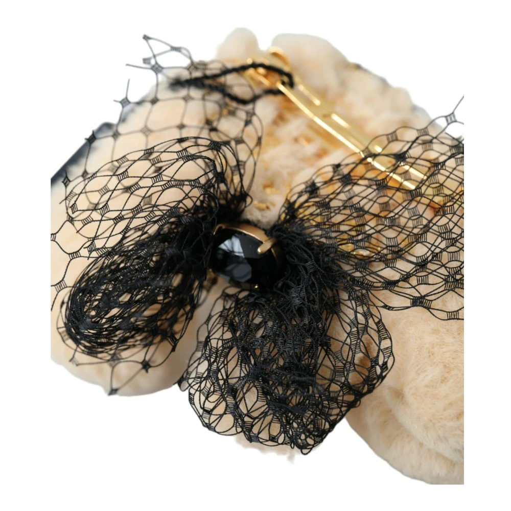 Dolce & Gabbana Teddy Bear Mesh Haarklipband Beige Dames