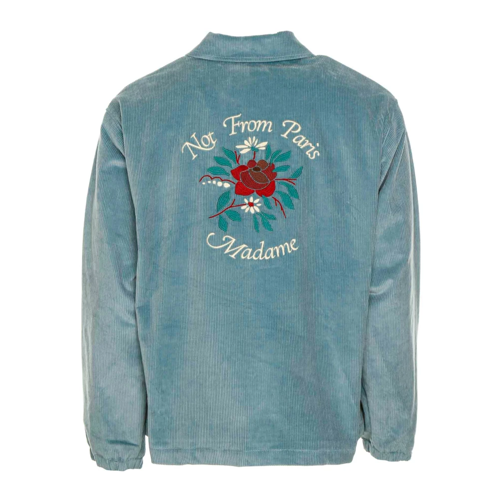 Drole de Monsieur Bloemen Slogan Ribfluwelen Jas Blue Heren