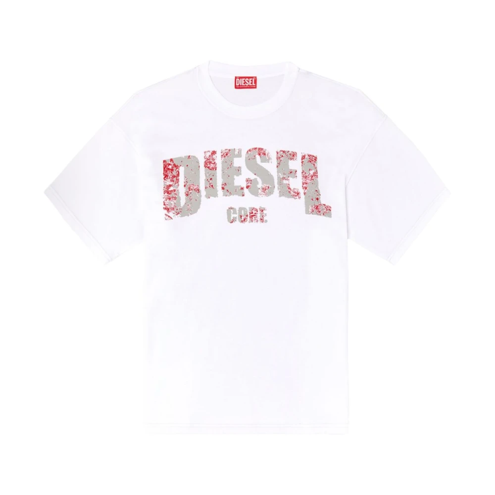 Diesel Wit T-shirt met ronde halslijn White Heren