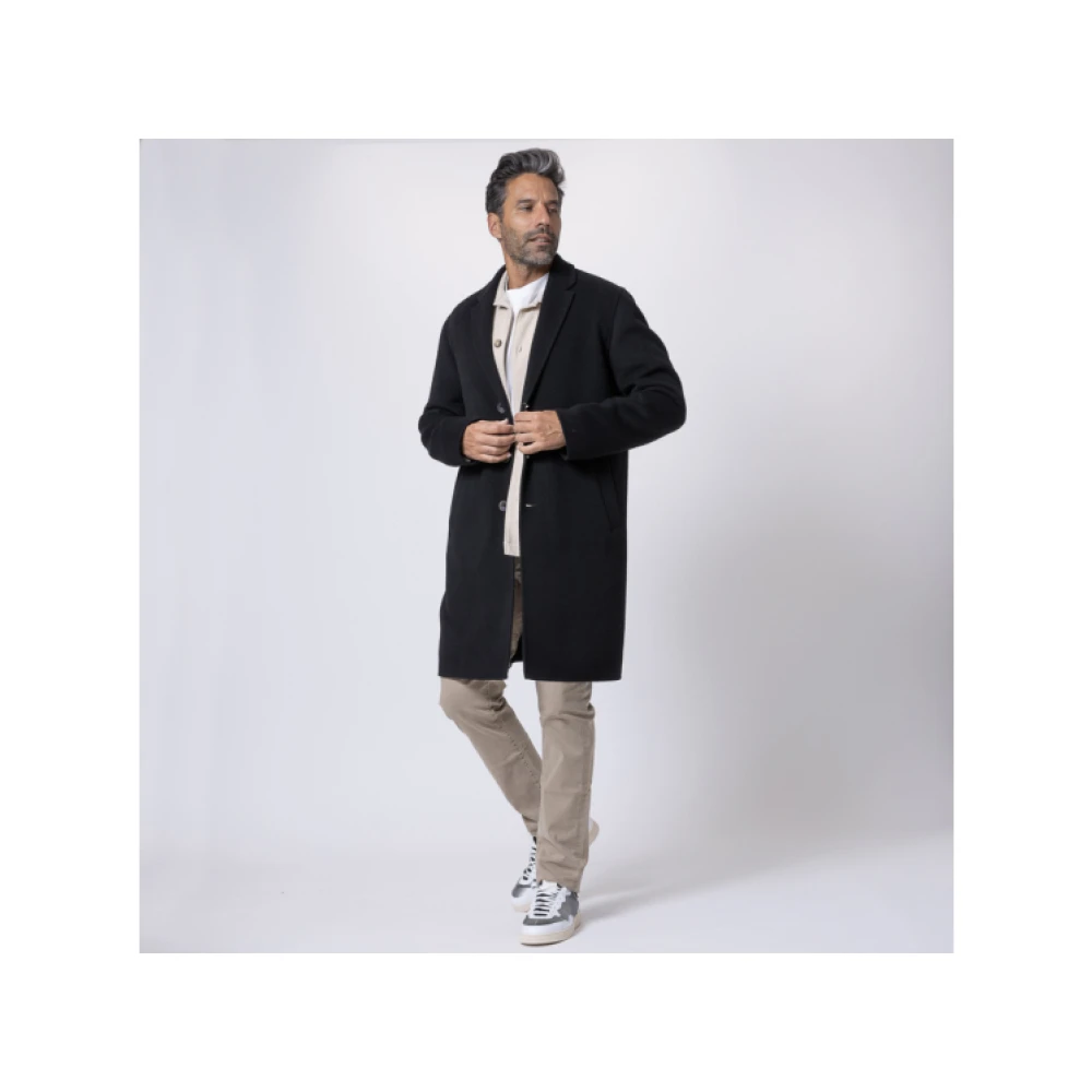 Herno Zwarte wollen rechte jas Black Heren