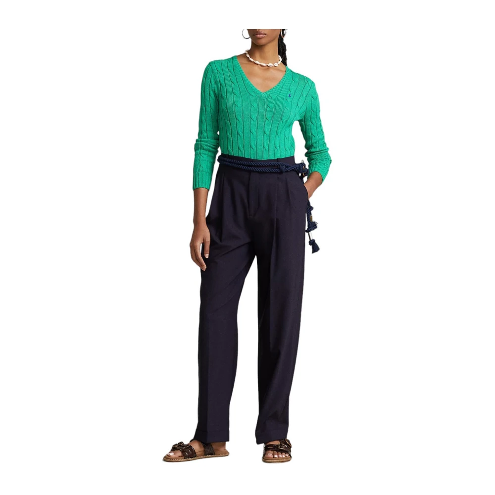 Polo Ralph Lauren Preppy Green Lange Mouw Pullover Green Dames