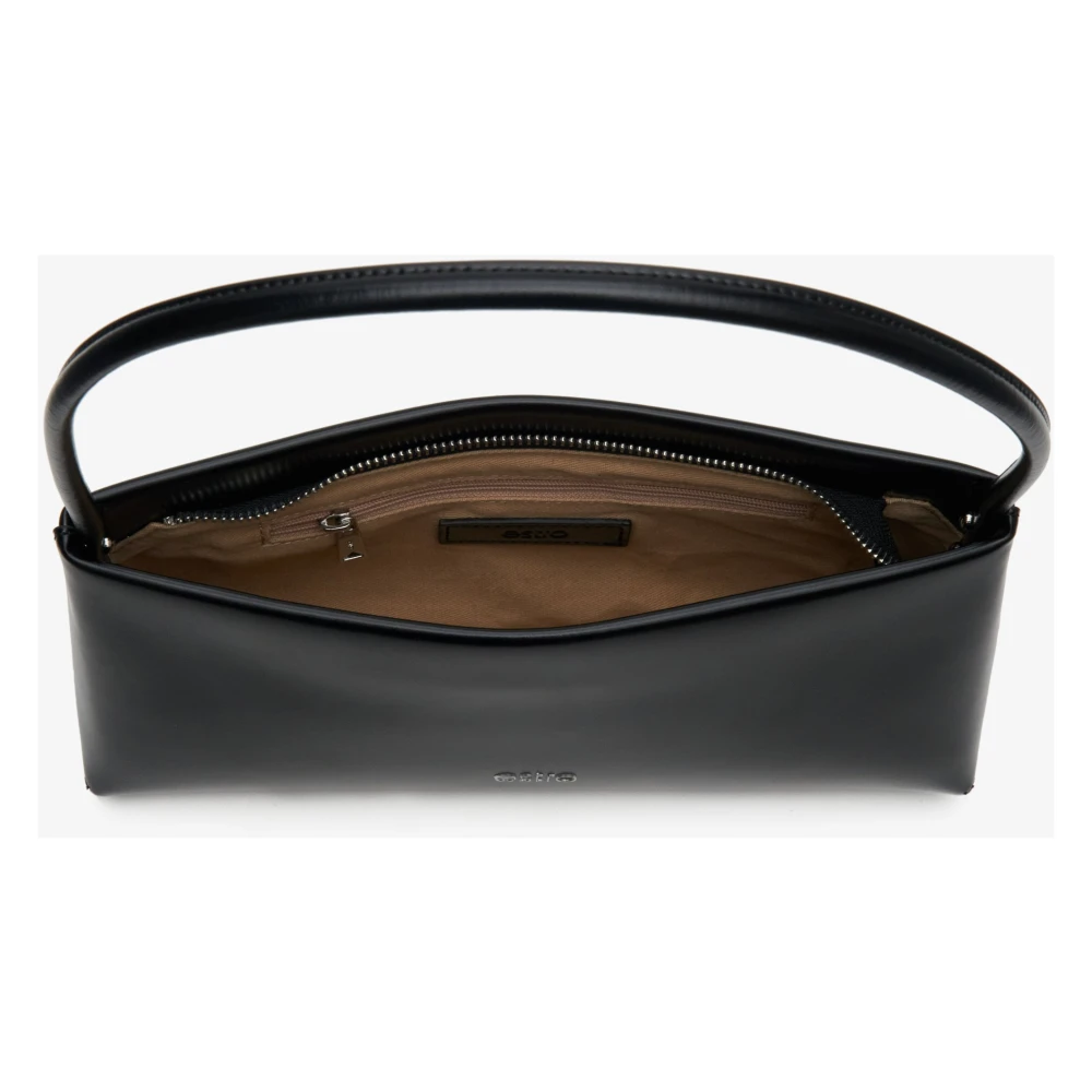 Estro Dames Zwarte Leren Schoudertas Er00114445 Black Dames