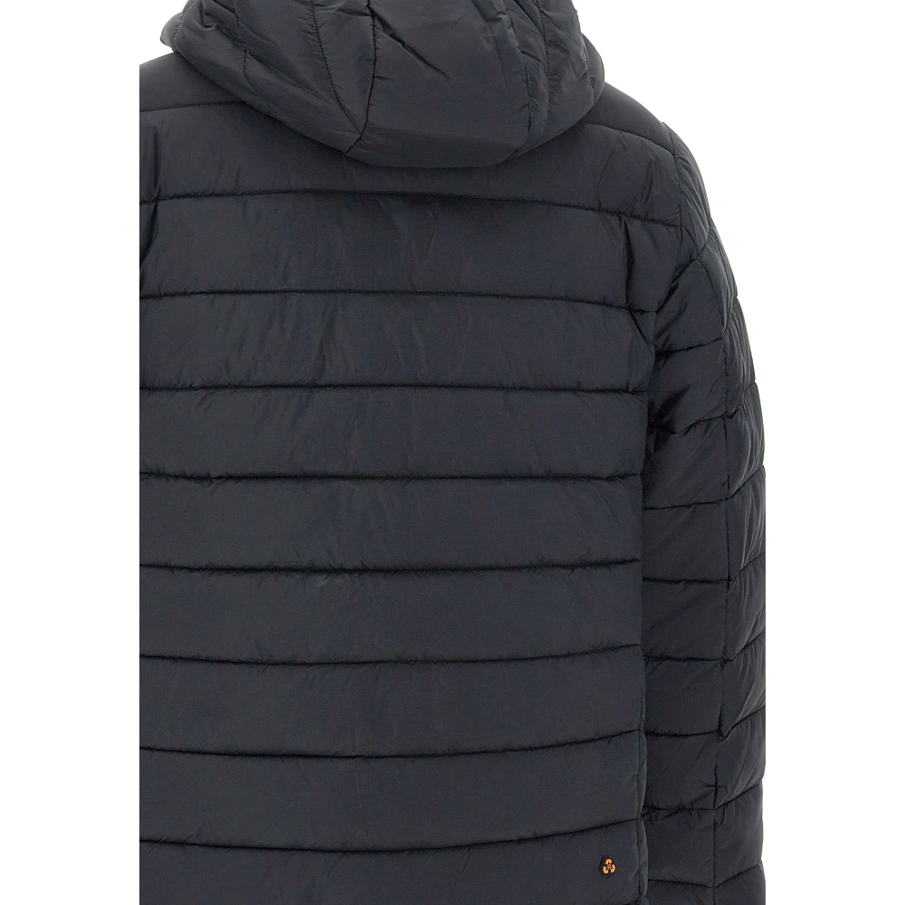 Save The Duck Zwarte Donsjas Capuchon Rits Zakken Black Heren