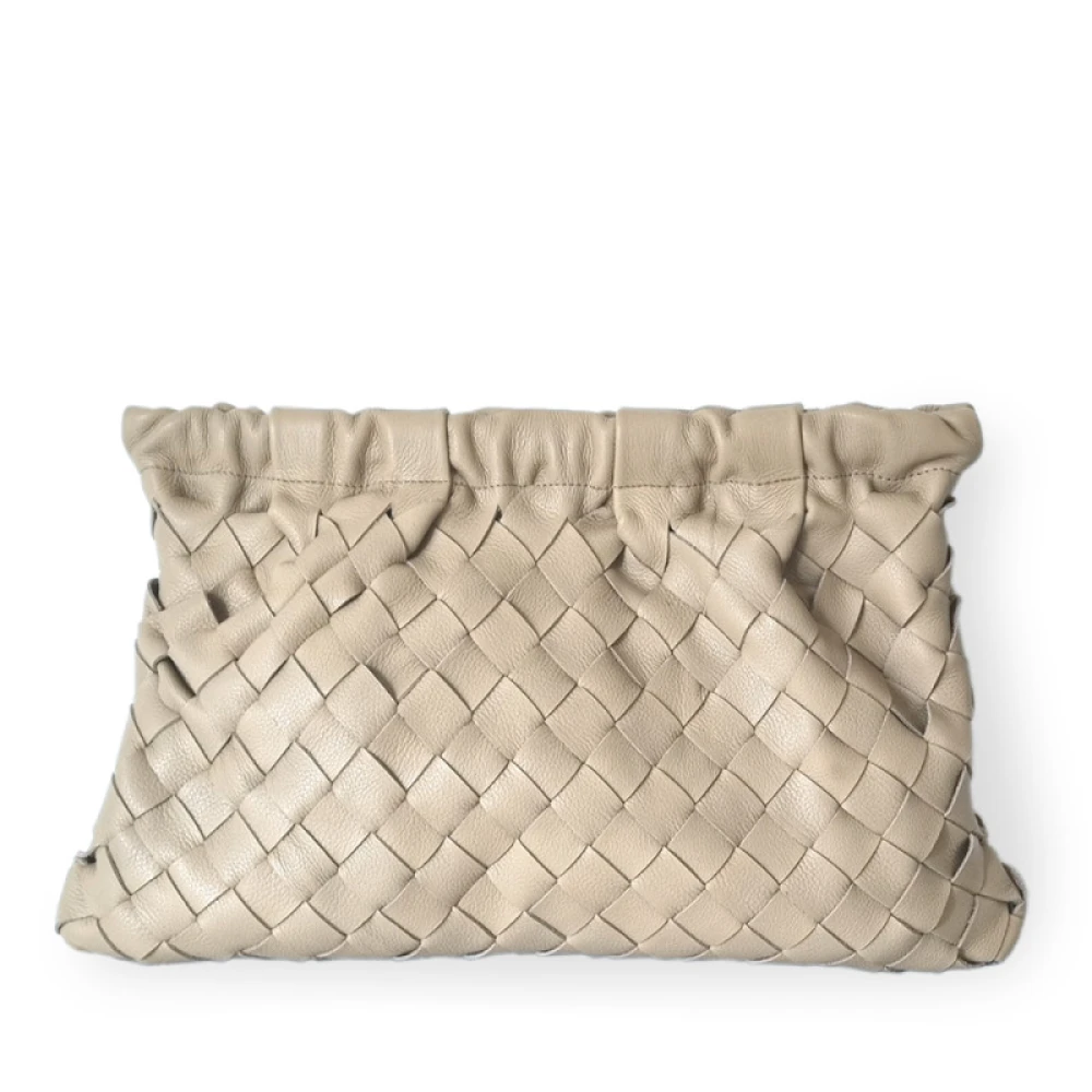 Claramonte Handgeweven Taupe Clutch Tas Beige Dames
