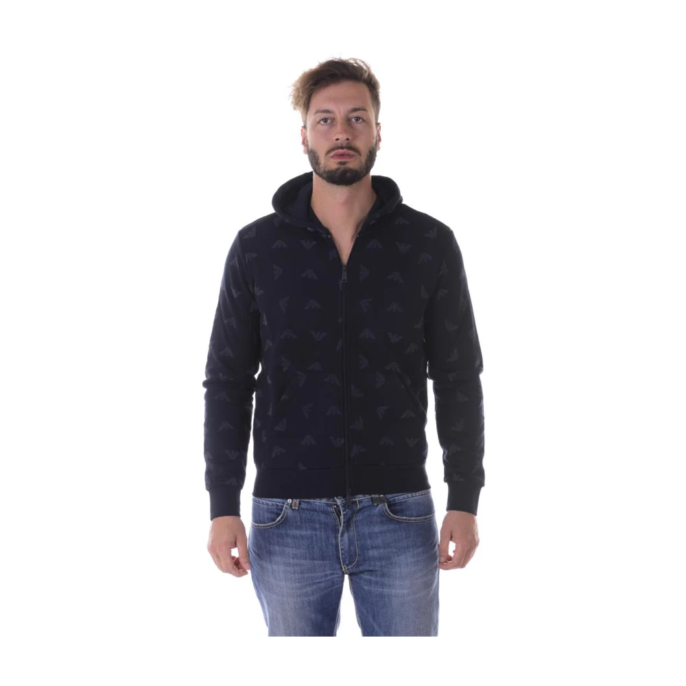 Armani Jeans Blue Sweatshirt Hoodie - Male - Zip-Throughs - S - Sweatshirts & Hoodies