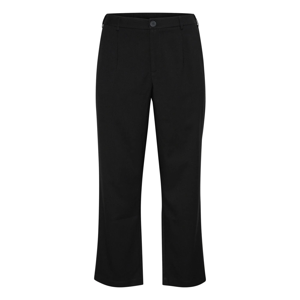 Kaffe Curve Women's Black Deep Straight Leg Trousers - Straight Trousers - Xl - Trousers