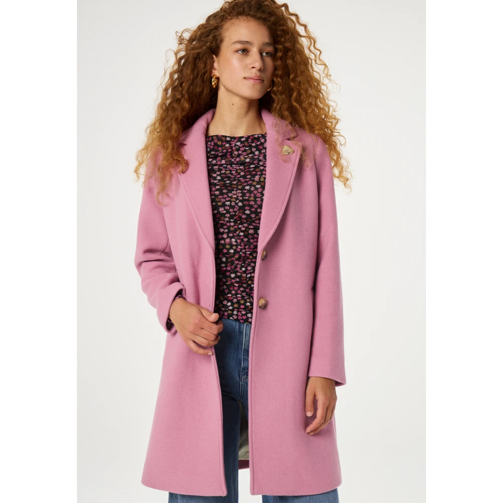 Fabienne Chapot Roze Wollen Blend Hart Pin Jas Pink Dames