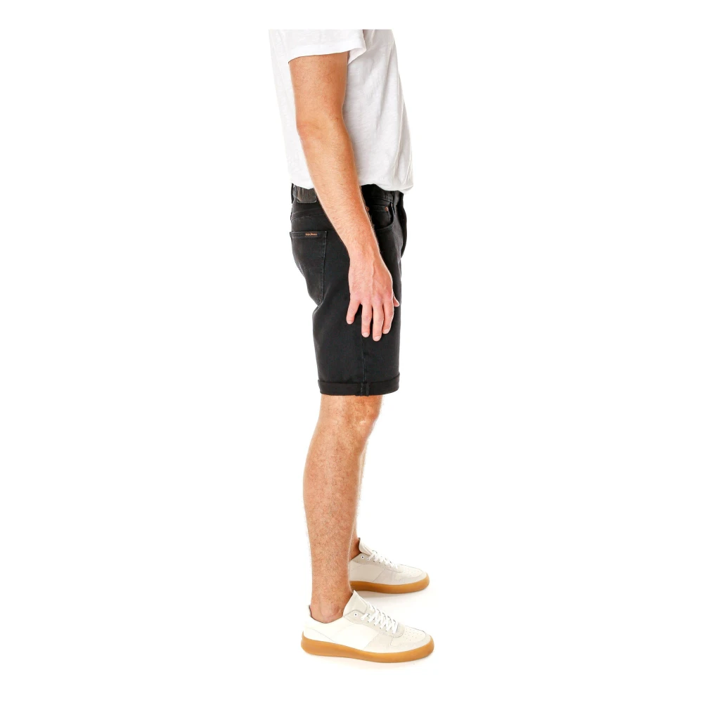 Nudie Jeans Denim Shorts Regular Fit Five-Pocket Style Black Heren