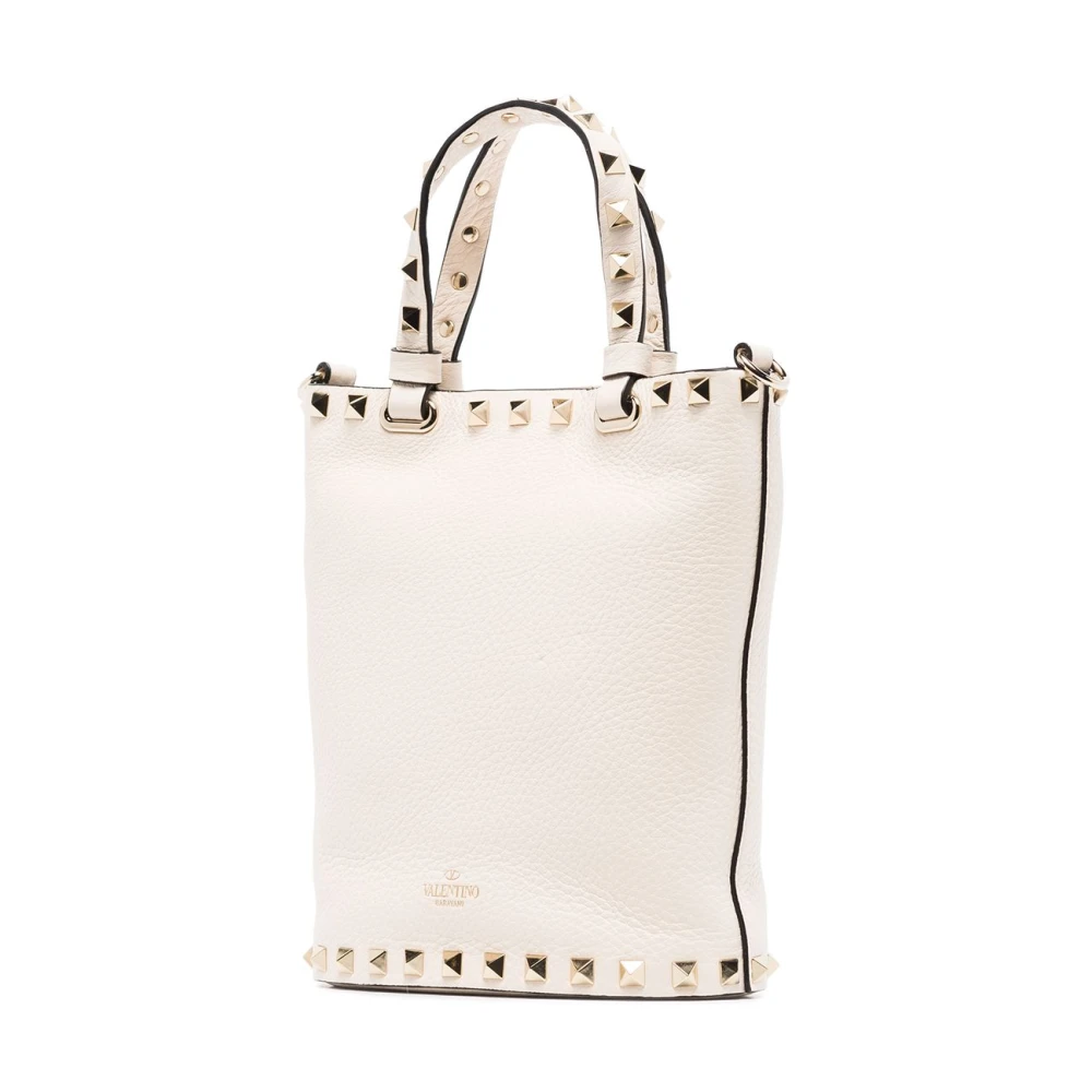 Valentino Garavani Witte leren Rockstud schoudertas White Dames