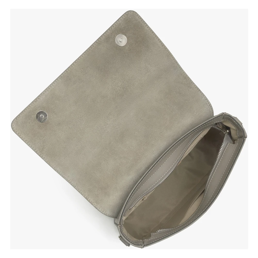 Estro Dames Grijze Schouder Tas met Kettingband gemaakt van Premium Italiaans Leer Er00115033 Gray Dames