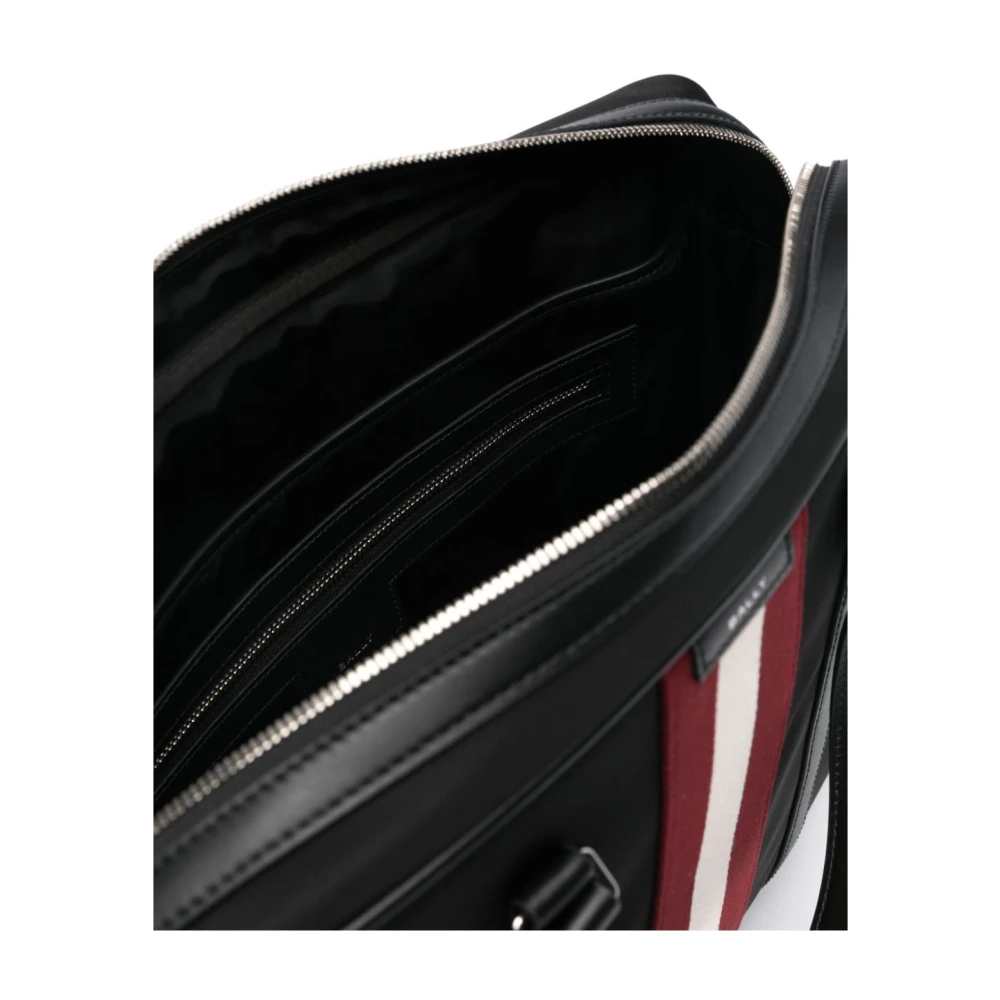 Bally Leren Tas met Logo Patch en Handvat Black Heren