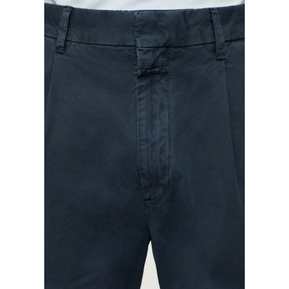 closed Stone Washed Wide-Leg Broek met Zakken Blue Heren