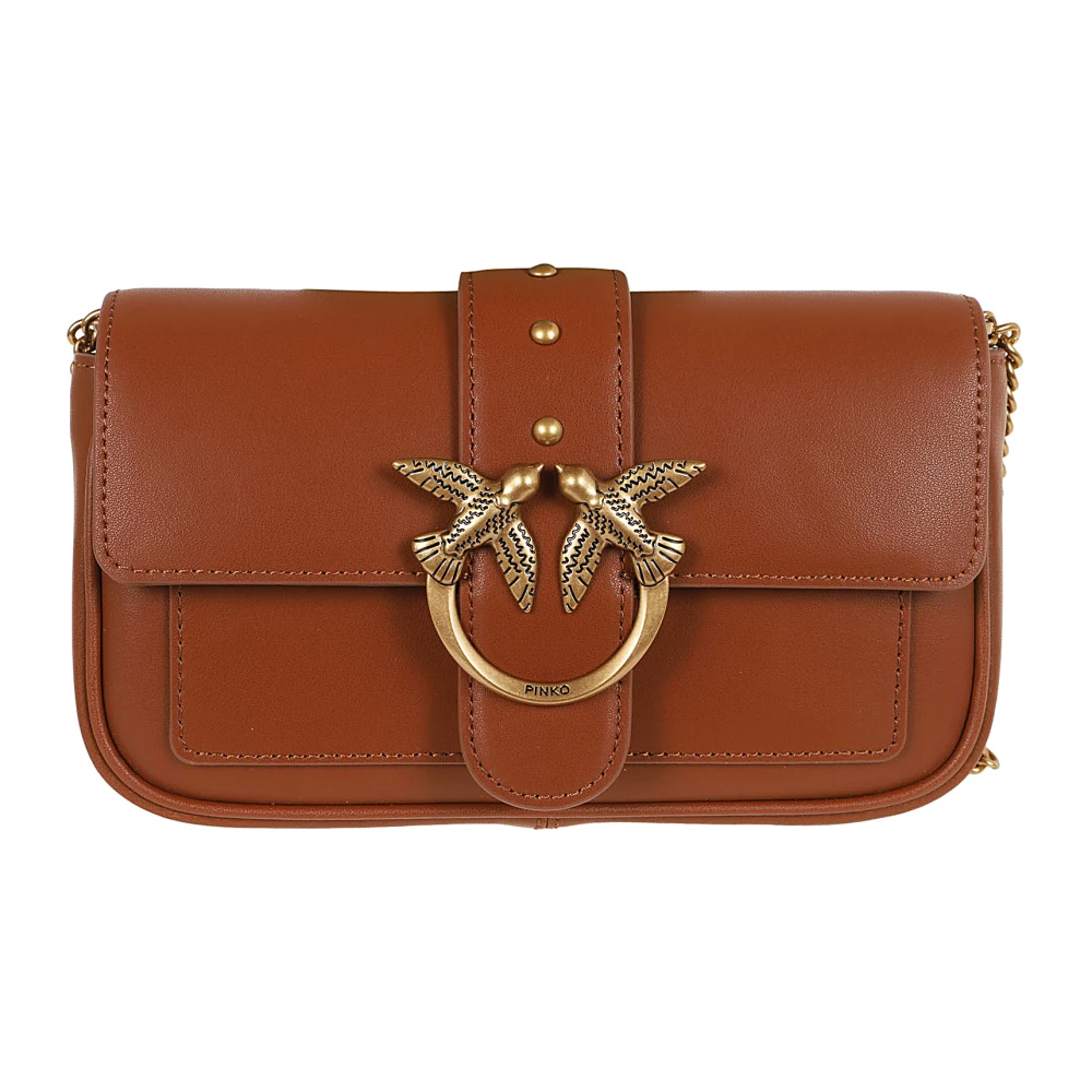 Pinko Brun Crossbody Väska med Nitar Brown, Dam