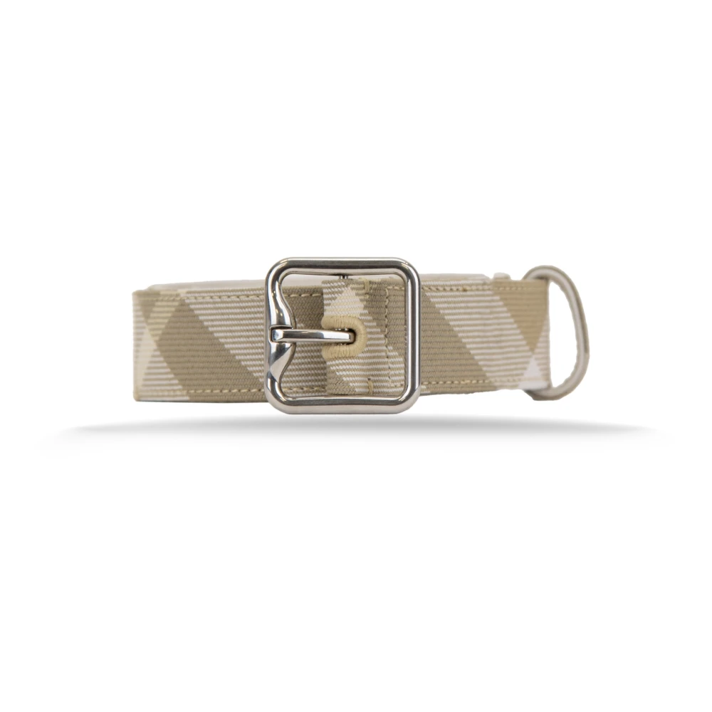 Burberry Men's Beige Checkered Leather Belt - Belts - S - Accessories