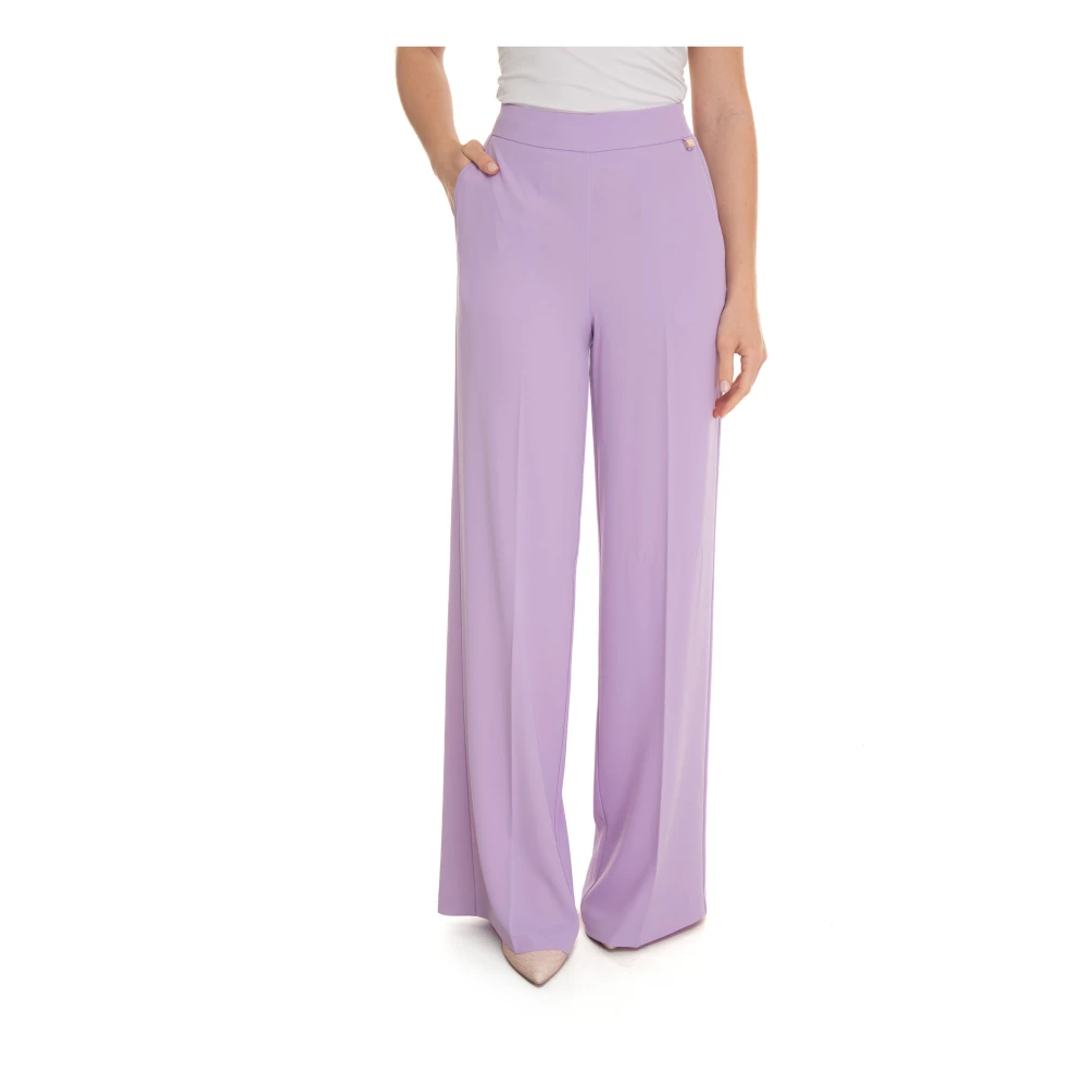 Luckylu Comfortabele elastische taille broek Purple Dames