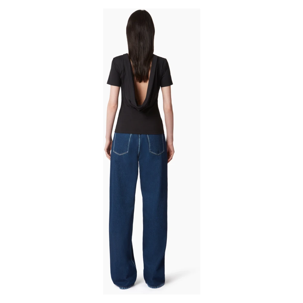 Nina Ricci T-Shirt MET Plunging Draped Black Dames