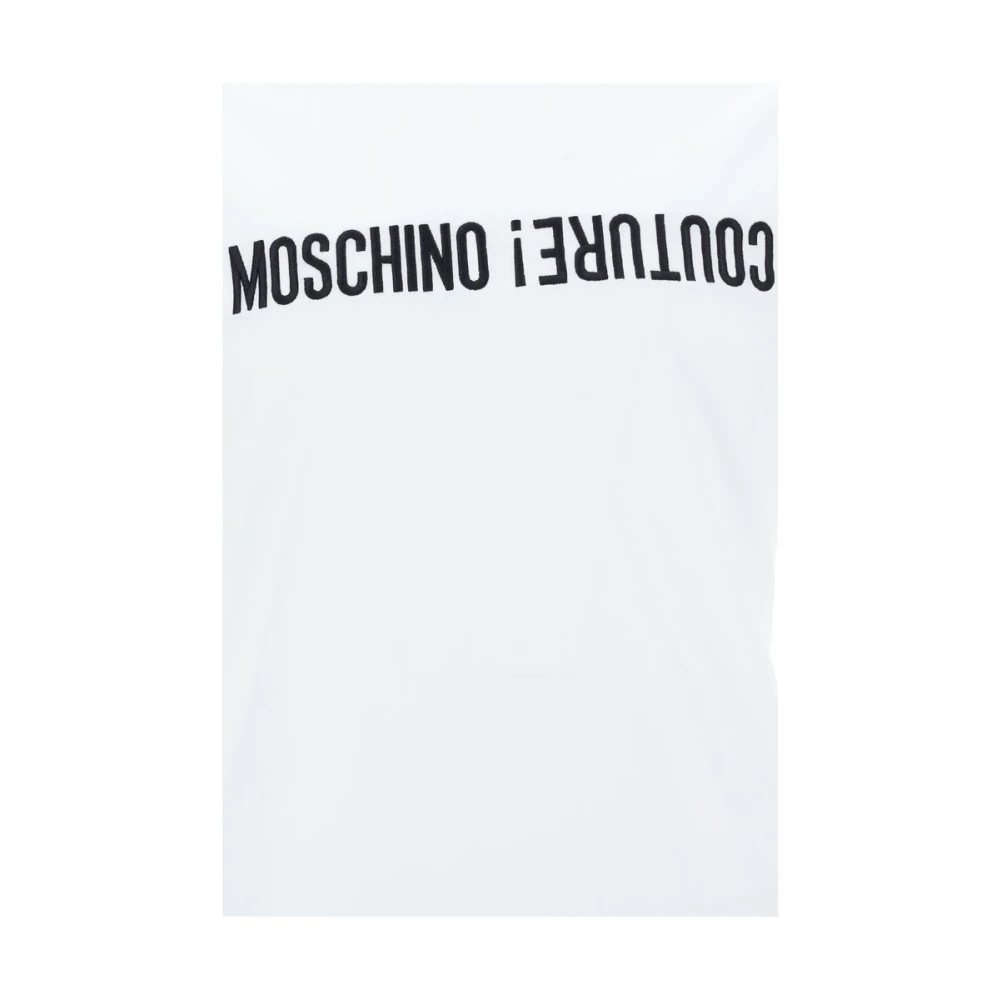 Moschino Katoenen T-shirt met bedrukt monogram White Heren